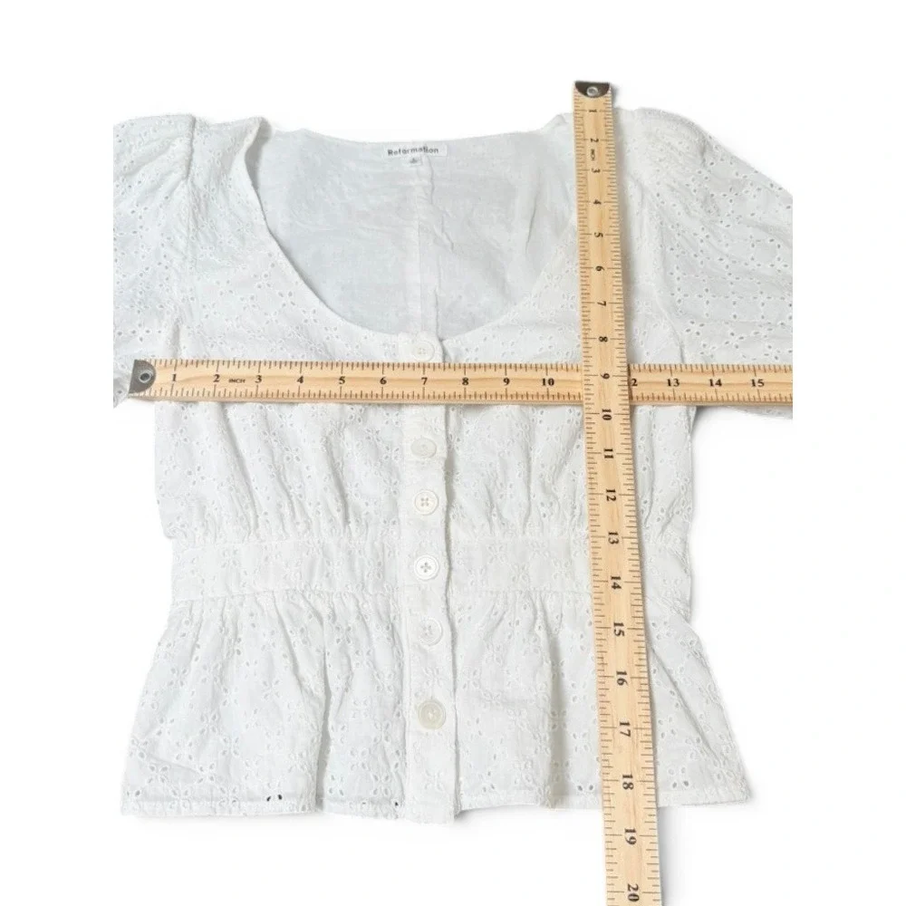 Reformation Alenna White Eyelet Feminine Boho Cotton Size 2 Romantic Coquette